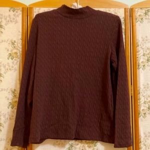 Vintage 90s Chocolate Brown Turtleneck Top Shirt Blouse